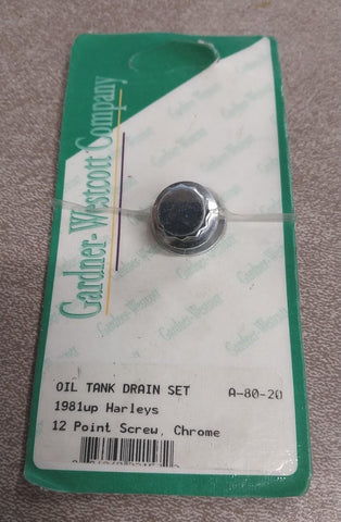 Oil Tank Drain Plug Set 1981^ Harley Davidson Hardware 12 Point Screw Chrome NOS