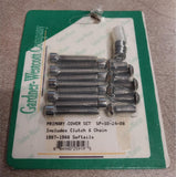 Polished Stainless Steel Primary Cover Set Clutch Chain 1987-1988 Softail FLST