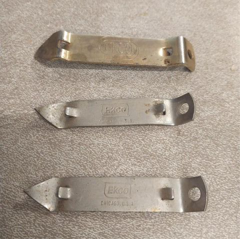 2 Vintage EKCO Chicago Bottle Opener USA Arcuate Profile Beer Can Tapper