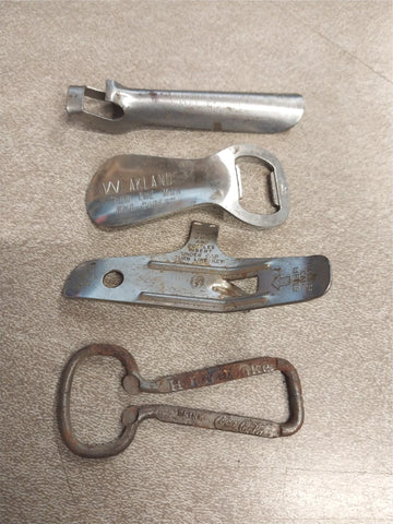 4 Vintage Assorted Can Beer Bottle Openers Anchor Weaklands Ekco A&J Coca Cola