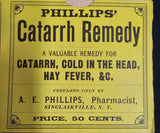 Phillips Orig Box Quack Medicine Cold Allergy Hay Fever Medicine Antique 1900's!