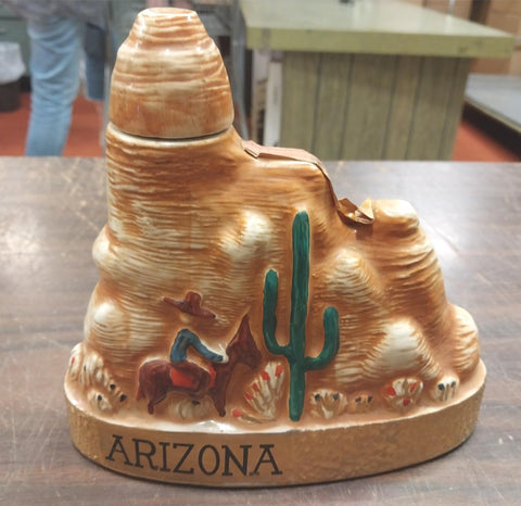 1969 EMPTY Arizona Decanter EZRA Brooks Desert Cowboy Heritage China Burbon Used