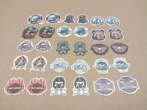 New 30 Small Stickers Vtg Harley Davidson Flames Skulls Custom Bike Engines RT66