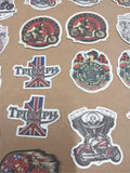 Vtg 44 Small Harley Davidson Stickers Triumph American Flames RT66 Skulls Women