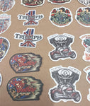 Vtg 44 Small Harley Davidson Stickers Triumph American Flames RT66 Skulls Women