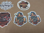 Vtg 44 Small Harley Davidson Stickers Triumph American Flames RT66 Skulls Women