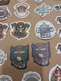 Vtg 52 Pack Variety Small Harley Davidson Stickers Skulls Engines Bikes Texaco