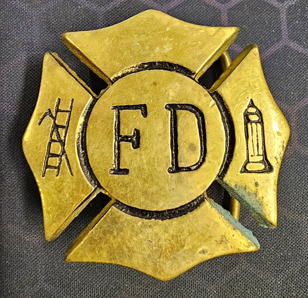 Belt Buckle Firefighter Bill Bultema Solid Brass Buckle Vintage 1970s RARE good