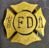 VTG 1970s Volunteer Firefighter Fire Department Solid Brass Belt Buckle