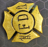 VTG 1970s Volunteer Firefighter Fire Department Solid Brass Belt Buckle