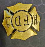 VTG 1970s Volunteer Firefighter Fire Department Solid Brass Belt Buckle
