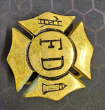 VTG 1970s Volunteer Firefighter Fire Department Solid Brass Belt Buckle