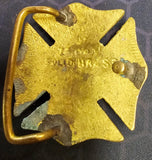 VTG 1970s Volunteer Firefighter Fire Department Solid Brass Belt Buckle