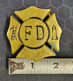 VTG 1970s Volunteer Firefighter Fire Department Solid Brass Belt Buckle