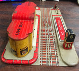 Vtg 1930's Marx Tin Litho Union Station Toy Train Depot Crossing Gate Railroad