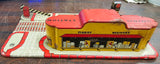 Vtg 1930's Marx Tin Litho Union Station Toy Train Depot Crossing Gate Railroad