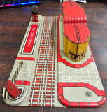 Vtg 1930's Marx Tin Litho Union Station Toy Train Depot Crossing Gate Railroad