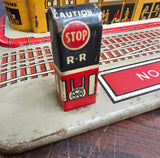 Vtg 1930's Marx Tin Litho Union Station Toy Train Depot Crossing Gate Railroad