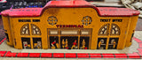 Vtg 1930's Marx Tin Litho Union Station Toy Train Depot Crossing Gate Railroad