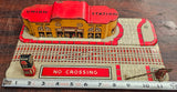 Vtg 1930's Marx Tin Litho Union Station Toy Train Depot Crossing Gate Railroad