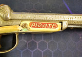 VTG 1950s Hubley Pirate Toy Pistol Double Barrel Cast Iron 9" Cap Gun Collectibl