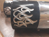 Muffler 4 1/2 Harley Slip on Black Flame Cut tip Touring FLH glide Bagger 95-16