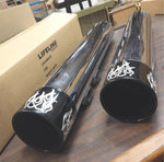 Muffler 4 1/2 Harley Slip on Black Flame Cut tip Touring FLH glide Bagger 95-16