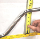 7/8" OD 7" Tall 7.5" End Rise 4" Pullback 31" Wide Unknurled Chrome Handlebars