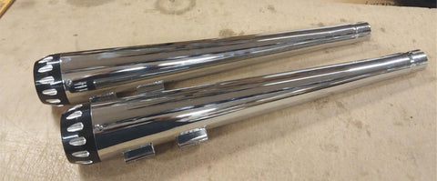 1995-2016 Harley Touring Bagger Slip On Chrome Mufflers OD & ID Turbine Chipped