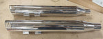 Slip On 4" Chrome Mufflers 3 Slot Billet Flush Tips Harley FLH Glide Dented