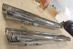 Slip On 4" Chrome Mufflers 3 Slot Billet Flush Tips Harley FLH Glide Dented