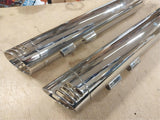 Slip On 4" Chrome Mufflers 3 Slot Billet Flush Tips Harley FLH Glide Dented