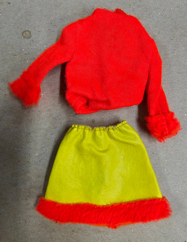 Vintage 1969 Mattel Barbie "Hooray For Leather" Yellow Orange Skirt Shirt 1477