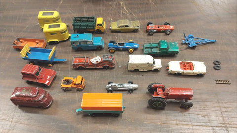 Vtg Lesney Car 20 PC Lot VW Camper SnoTrac Pony Trailer Opel Diploma Matchbox