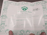 Cabbage Patch Kids Doll w/Box Adoption Papers Birth Certification Plaid Dress