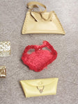 1960's Vintage Barbie Doll Lot 8 Purse Lime Red Gold Red Handbags Pouch Plastic