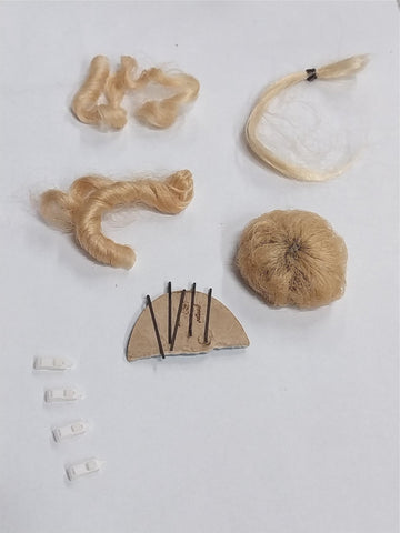 Vintage 1960's Hair Lot 4 Clips Wigs Extensions 5 Bobby Pins Blonde Locks Curls