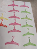 Vintage Lot of 14 Filigree Barbie Doll Plastic Hanger White Pink Green Red Yello