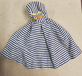 Vintage 1960s Mattel Barbie Cotton Casual Blue White Striped Dress Outfit #912