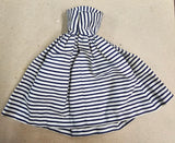 Vintage 1960s Mattel Barbie Cotton Casual Blue White Striped Dress Outfit #912