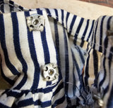 Vintage 1960s Mattel Barbie Cotton Casual Blue White Striped Dress Outfit #912