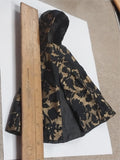 Vintage Fashion Barbie Doll Long Black Gold Foral Poncho Jacket Sweater