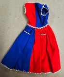 VTG 1960s Barbie Mattel Fancy Free Red White & Blue Dress w/White Trim #943