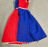 VTG 1960s Barbie Mattel Fancy Free Red White & Blue Dress w/White Trim #943