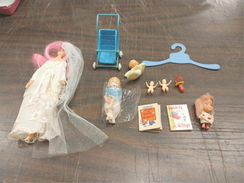 Lot of Mini Dolls Flatsy Cory Bride Sleepy Eyes Rubber Band Made in Italy