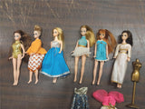 Vintage Dawn Topper 6 Dolls Fashion Clothes Shoes Red Brown Blonde Hair Case