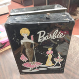 Vintage Barbie Doll Black Case Dresses Curlers Mirrors Fasion Clothes Homemade
