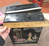 Vintage Barbie Doll Black Case Dresses Curlers Mirrors Fasion Clothes Homemade