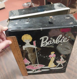 Vintage Barbie Doll Black Case Dresses Curlers Mirrors Fasion Clothes Homemade