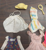 Vintage Barbie Doll Black Case Dresses Curlers Mirrors Fasion Clothes Homemade
